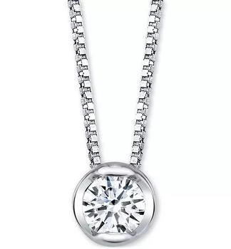 Macy's | Diamond Bezel Solitaire 18" Pendant Necklace (1/10 ct. t.w.) in 14k White or Yellow Gold