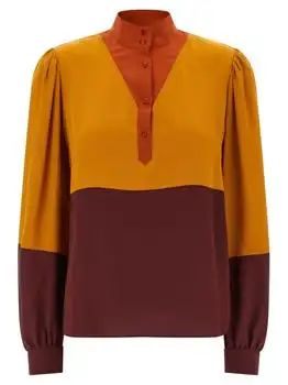 Yves Saint Laurent | Saint Laurent Button Detailed Color-Blocked Blouse