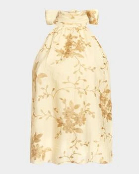 Cara Lurex Embroidered Halter Top