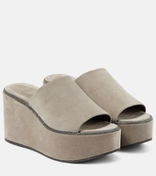 Brunello Cucinelli | Suede platform slides