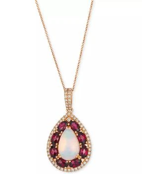 Le Vian | Opal (1-1/2 ct. t.w.), Rhodolite (2-2/5 ct. t.w.) 
Nude Diamond (1/2 ct. t.w.) Teardrop Pendant 20" Necklace in 14k Strawberry Gold