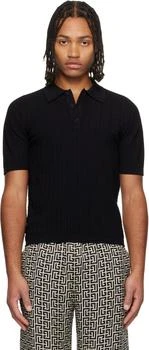 Balmain | Black Monogram Knit Polo