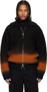 Sacai | Brown Garment-Dyed Wool Cardigan