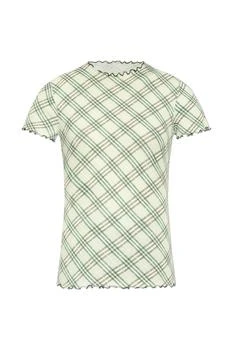 Burberry | Burberry Checked Lettuce Hem Crewneck T-Shirt