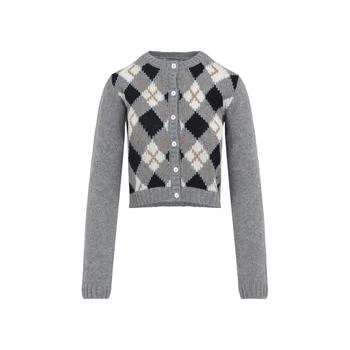 Prada | Prada Check-Patterned Crewneck Cardigan