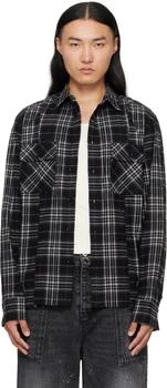 Sacai | Black Plaid Flannel Shirt