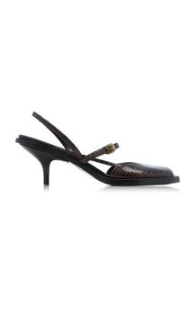 Dries Van Noten | Dries Van Noten Slingback Python-Effect Leather Pumps - Moda Operandi