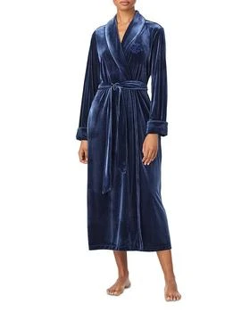 Long Sleeve Velvet Shawl Collar Long Robe
