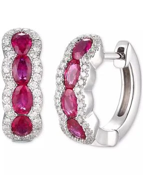 Le Vian | Passion Ruby (1-1/2 ct. t.w.) 
Vanilla Diamond (1/3 ct. t.w.) Scalloped Small Hoop Earrings in 14k White Gold, 0.53"