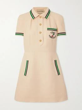 Valentino | Printed Striped Wool And Silk-blend Mini Shirt Dress  - IT36