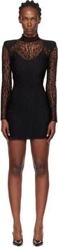 Balmain | Black Leopard Pattern Lace Minidress