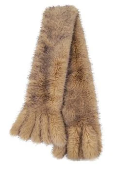 Plush Faux Fur Scarf In Rich Nougat