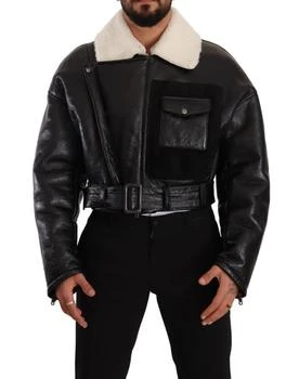 Dolce & Gabbana | Leather Shearling Biker Coat Men's Jacket