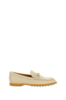 Tod's | Beige Leather Loafers with Gold-tone Hardware