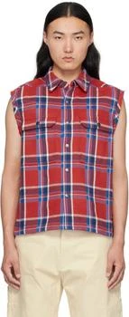 Rick Owens | Red & Navy Hollywood SL Cropped Outershirt Vest