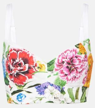 Dolce 
Gabbana | Floral cotton-blend poplin bra top