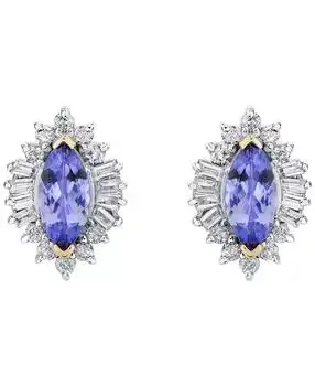 Macy's | Tanzanite (3/4 ct. t.w.) & Diamond (1/2 ct. t.w.) Stud Earrings in 10k Yellow Gold