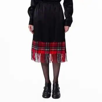 Burberry | Burberry Satin Check Scarf Skirt, Brand Size 10 ( US Size 8 )