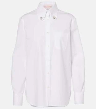 Valentino | Faux pearl-embellished cotton poplin shirt