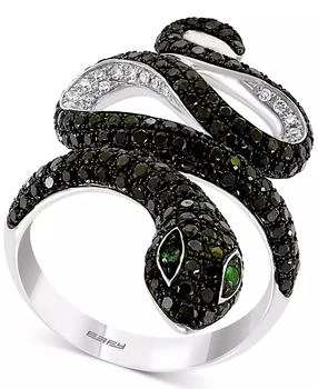 Effy | EFFY® Diamond (1-5/8 ct. t.w.) & Emerald Accent Snake Ring in 14k White Gold