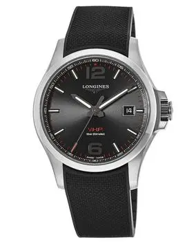 Longines Conquest V.H.P. Black Dial Rubber Strap Men's Watch L3.726.4.56.9