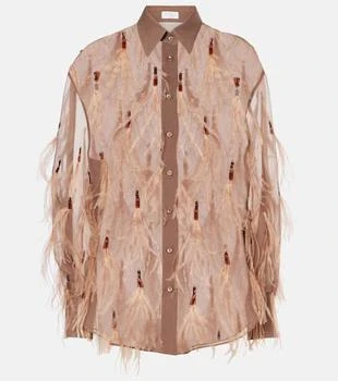 Brunello Cucinelli | Feather-trimmed silk organza shirt