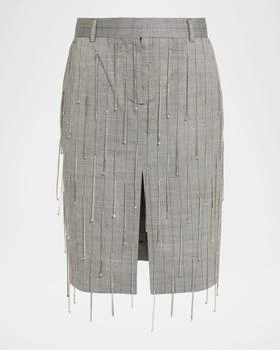 Stella McCartney | Pinstripe Rhinestone Embroidered Wool Skirt