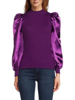 Mixed Media Puff Sleeve Top