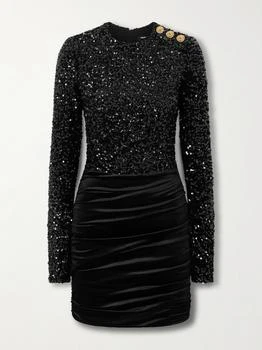 Balmain | Sequined Velvet Mini Dress