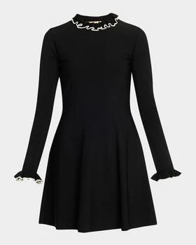 Valentino | Ruffle-Trim Knit Mini Sweater Dress