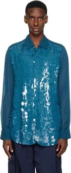 Dries Van Noten | Blue Sequinned Shirt