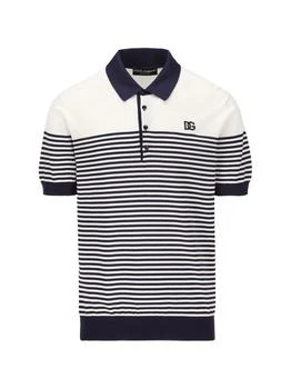 Dolce & Gabbana | Dolce & Gabbana DG Patch Striped Knitted Polo Shirt