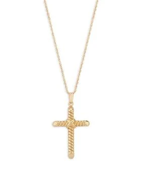 Bloomingdale's | Swirl Cross Pendant Necklace in 14K Yellow Gold, 18"