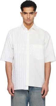 MM6 | Off-White Two-Tone Cotton Poplin Shirt