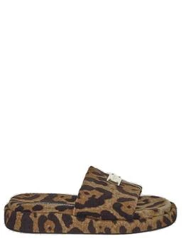 Dolce & Gabbana | Dolce & Gabbana Leopard-Printed Slip-On Fleece Slippers