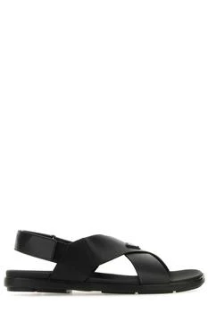 Prada | Prada Logo Plaque Crisscross Sandals