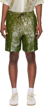 Dries Van Noten | Khaki Sequinned Shorts
