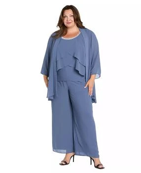Plus Size Embellished Pants Suit, 3-Piece Set