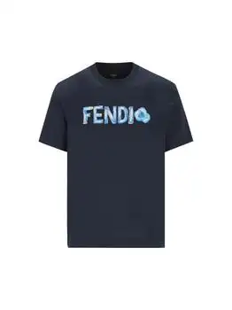 Fendi | Fendi Flowers Logo Embroidered Crewneck T-Shirt