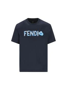 Fendi | Fendi Flowers Logo Embroidered Crewneck T-Shirt