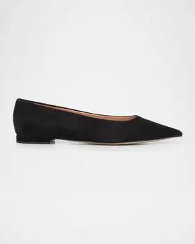 Gianvito Rossi | Suede Pointed-Toe Ballerina Flats