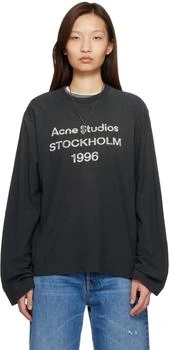 Acne Studios Black Relaxed Fit Logo T-shirt
