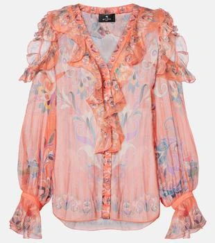 ETRO | Printed ruffled silk blouse
