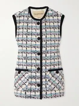 Valentino | Sequined Checked Tweed Gilet - IT46