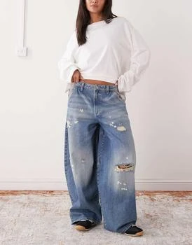 COLLUSION X006 XL balloon low rise jean in worn wash