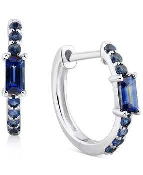 Macy's | Sapphire Extra Small Hoop Earrings (1/2 ct. t.w.) in 14k White Gold, 0.43"