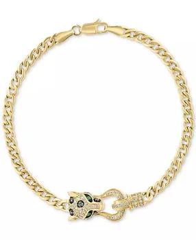 Effy | EFFY® Multicolor Diamond (1/2 ct. t.w.) & Emerald (1/20 ct. t.w.) Panther Head Link Bracelet in 14k Gold