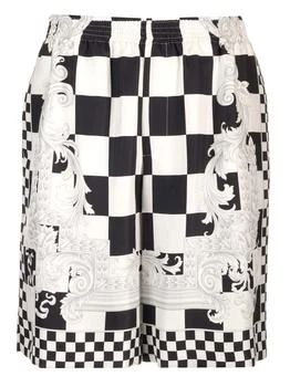 Versace | Versace Barocco Check-Printed Knee-Length Shorts