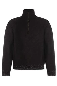 MAISON MARGIELA | Maison Margiela Half-Zip Frayed Detail Jumper