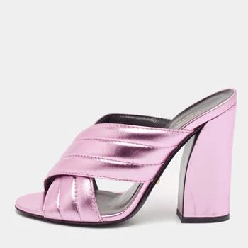 Gucci | Gucci Pink Quilted Leather Snake Embellished Slide Sandals Size 37.5